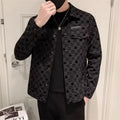 Men's Slim-fit Black Printed Lapel Jacket 2022
