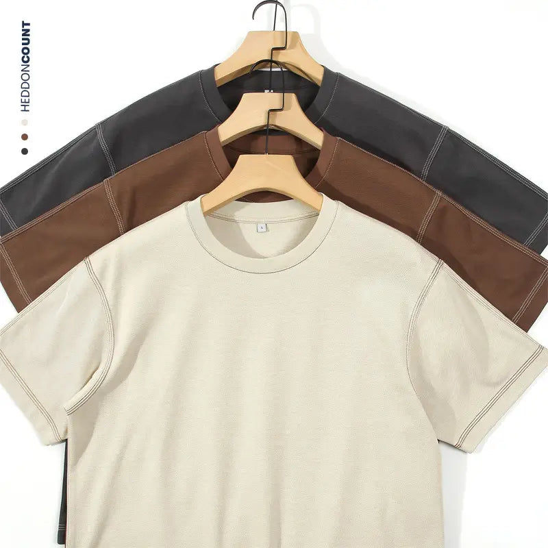 Dengjue Men's Color-Block Twill T-Shirt Short Sleeve 2026