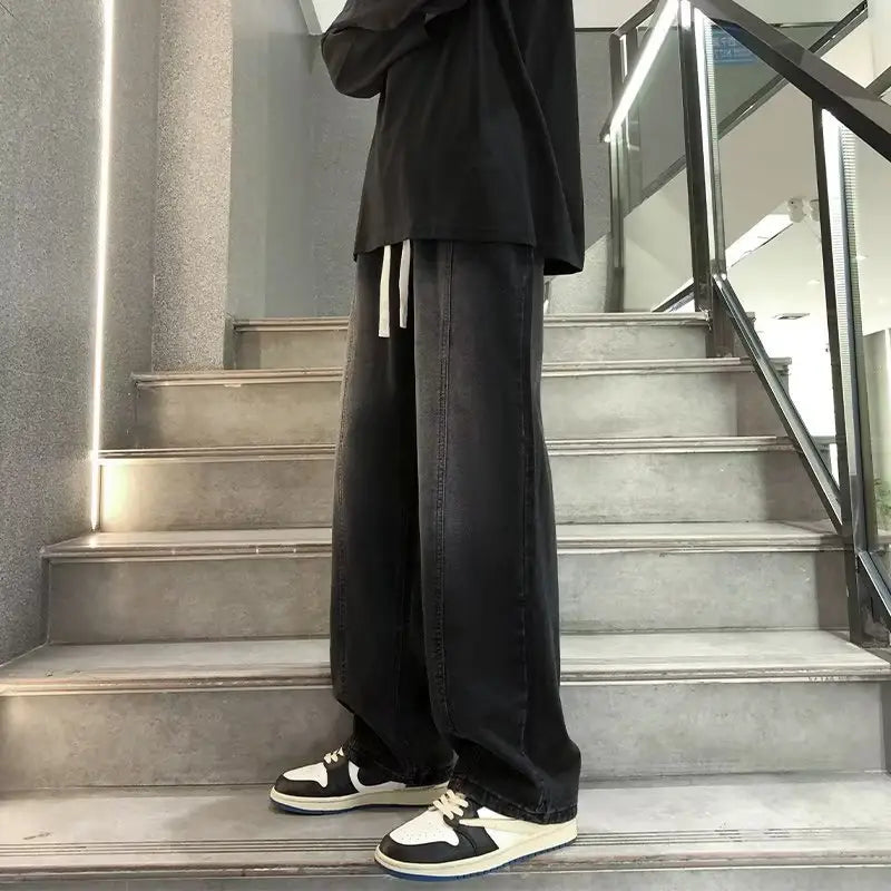 Men's Wide Leg Straight Cut Jeans 2024 Spring Autumn