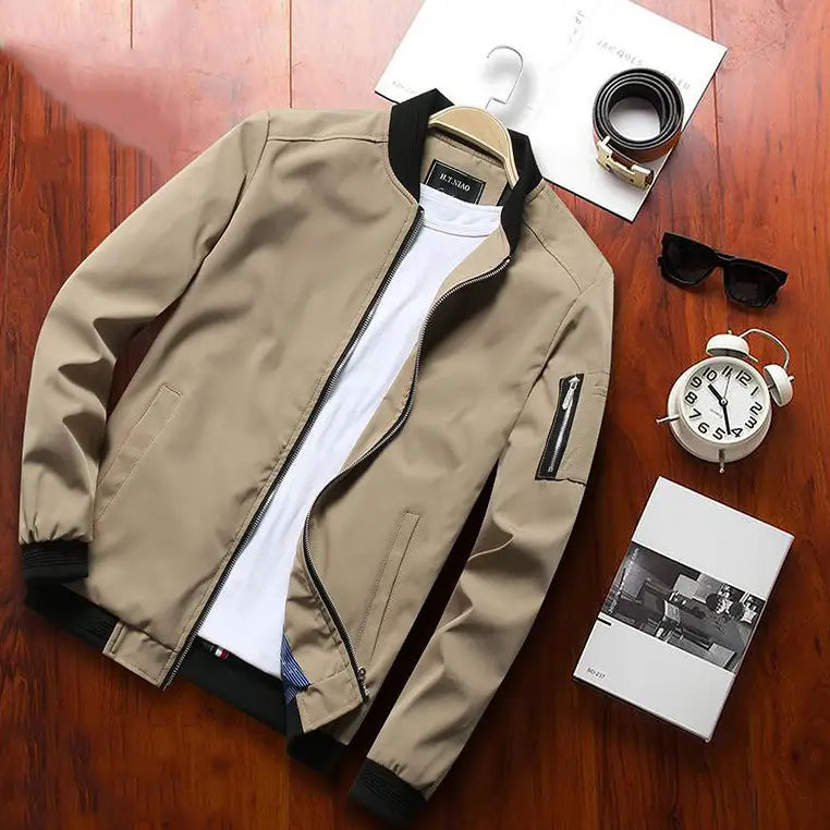 2019 Men's Slim Fit Jacket Coat Solid Color Spring Autumn
