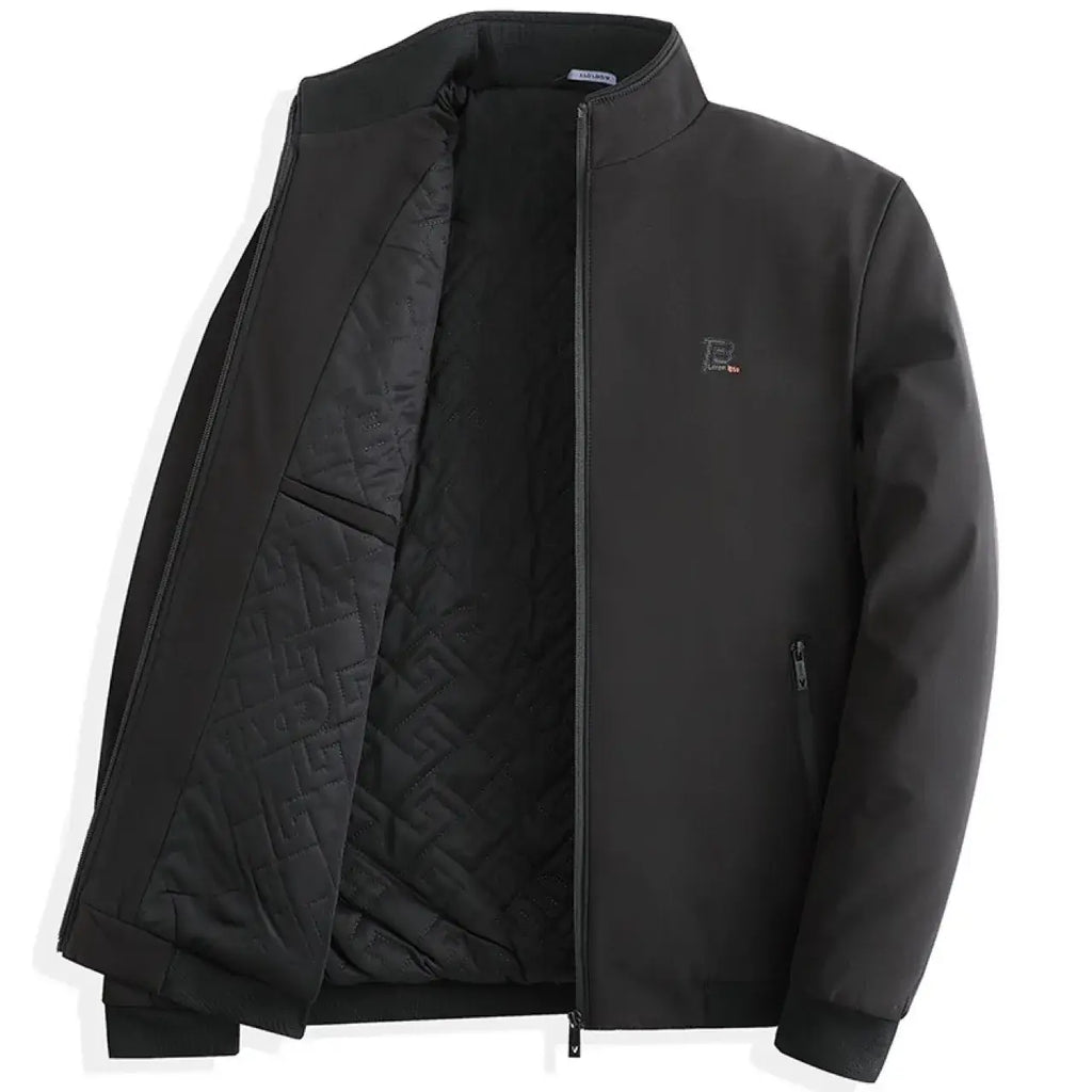 Middle-aged Dad Cotton Jacket Black Zipper Winter Autumn