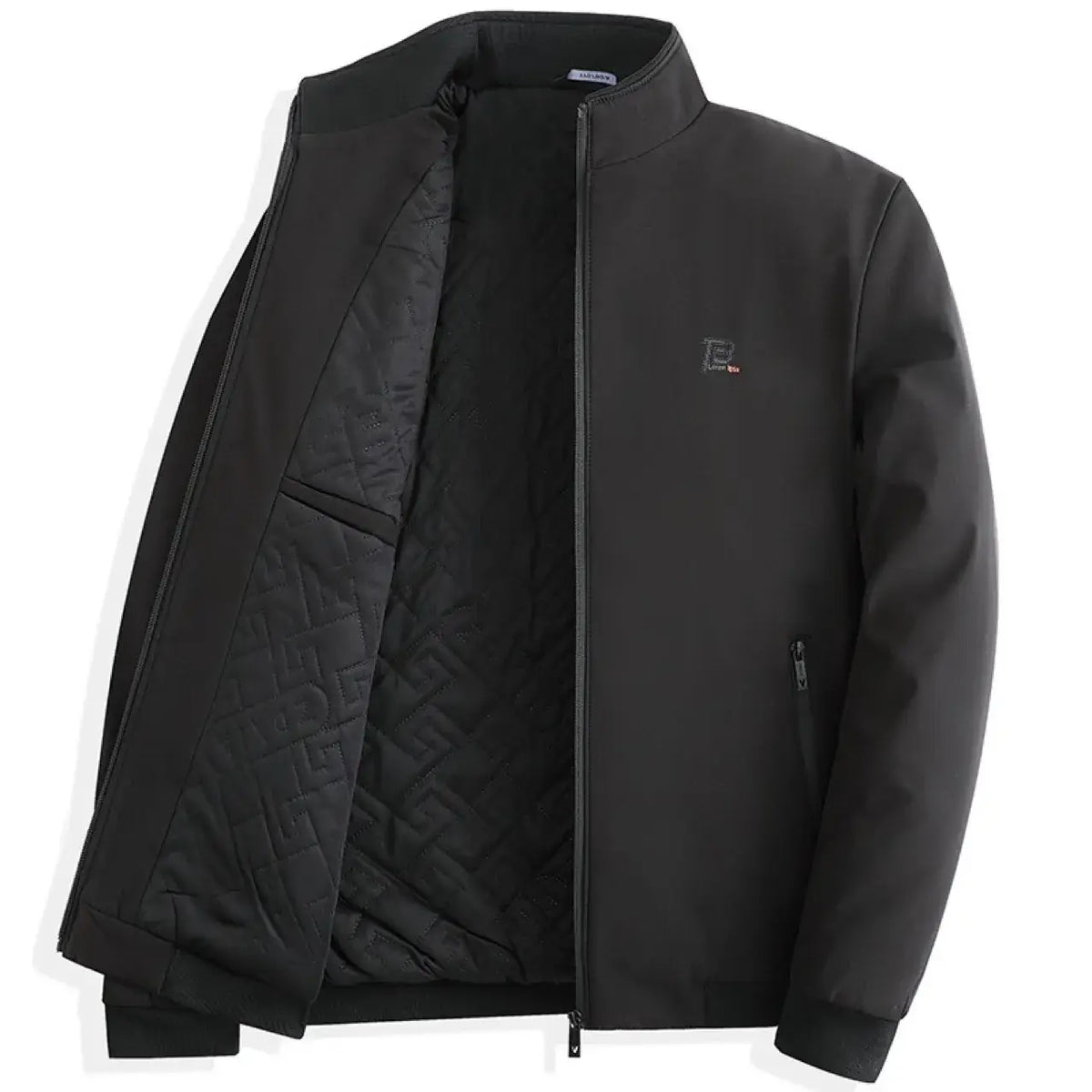 Middle-aged Dad Cotton Jacket Black Zipper Winter Autumn