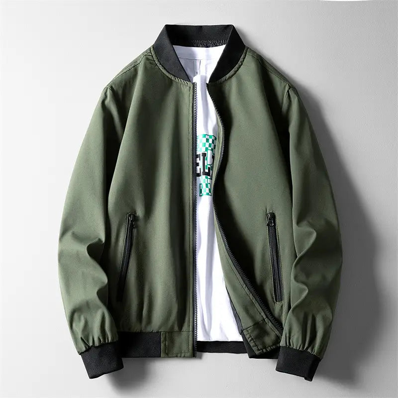 Men's Baseball Jacket Solid Color Slim Fit