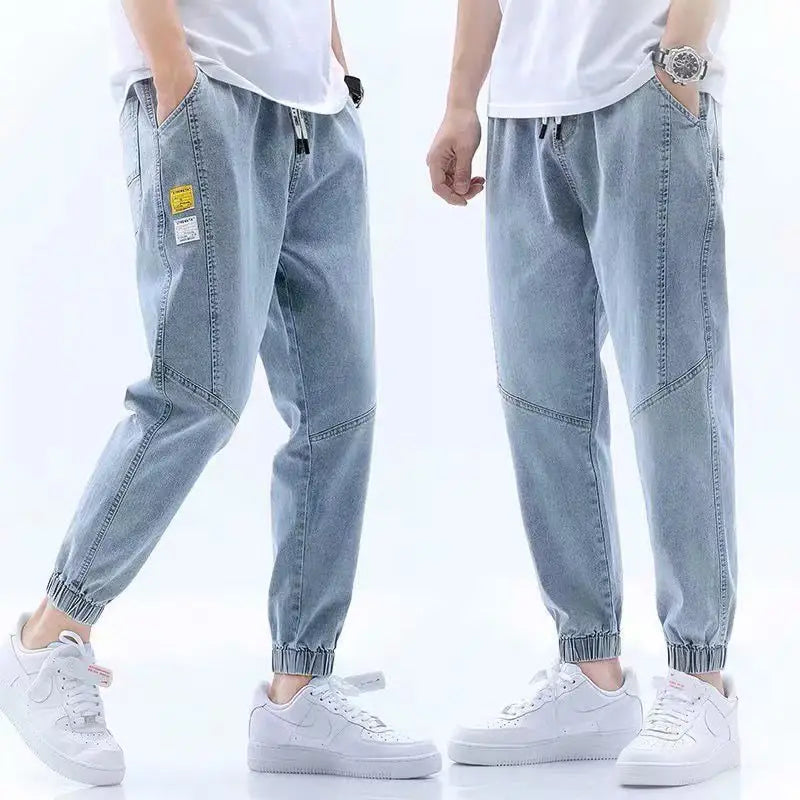 Men's 2024 Black Loose Leg Harem Pants Nine Point Design