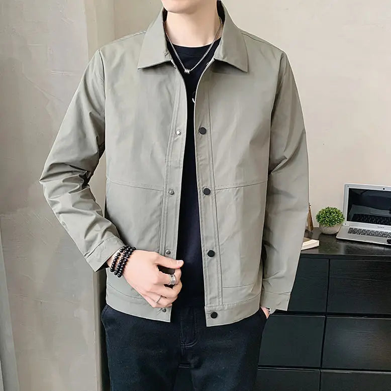 Men's Stand Collar Jacket Grey 2023 Spring New Casual Top