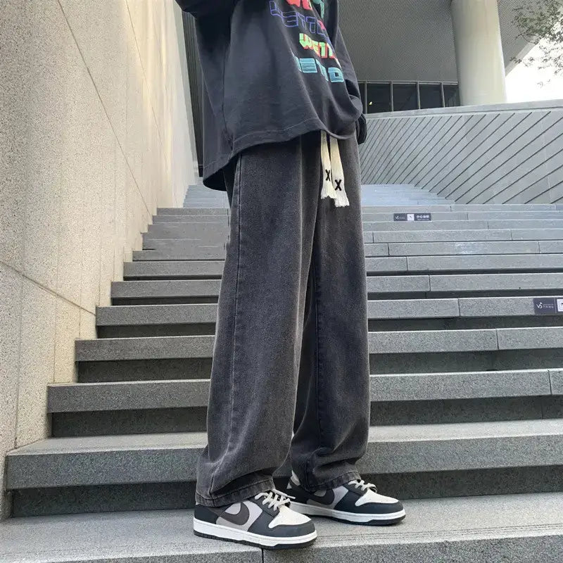 Men Wide Leg Jeans American High Street Spring Trousers