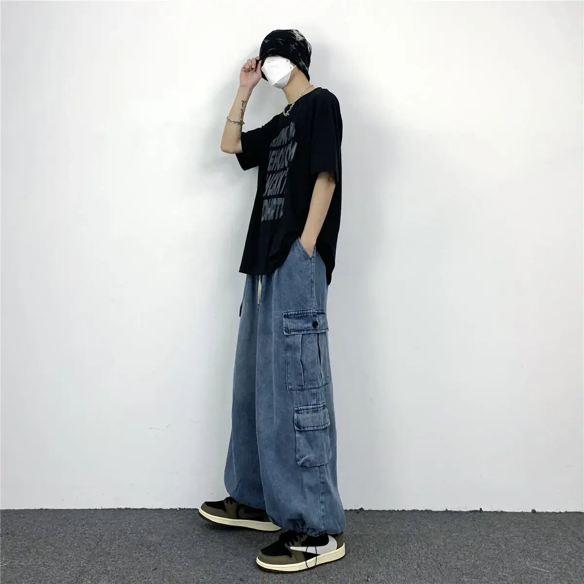 Men Women Hip Hop Loose Jeans Large Size
