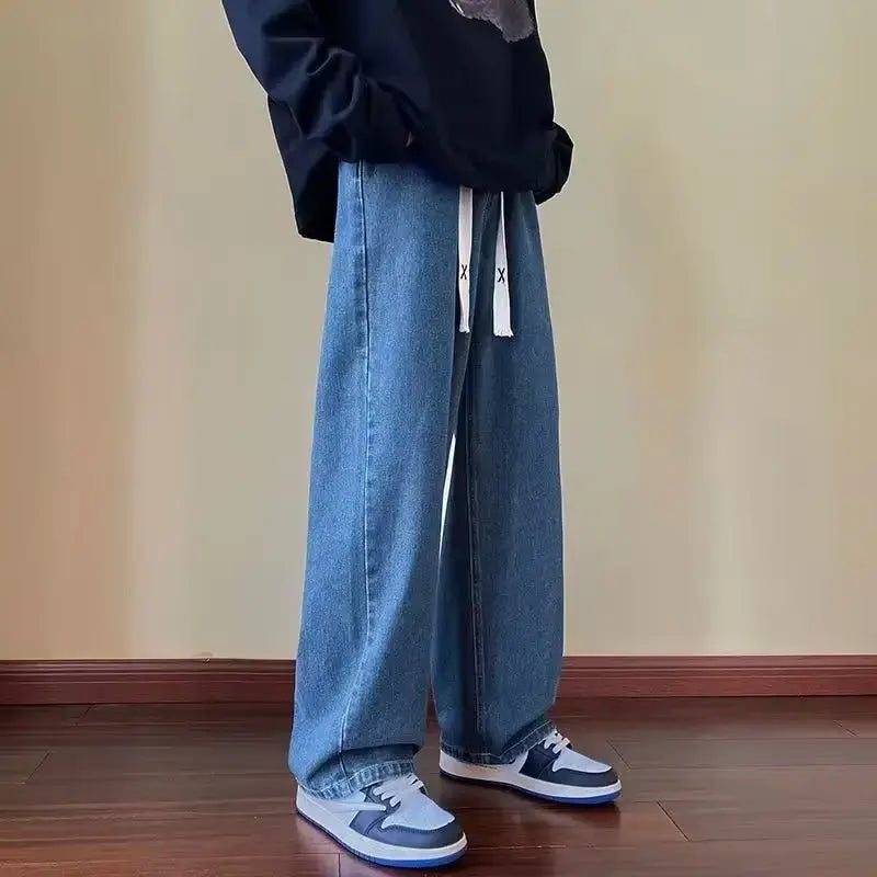 Retro Wide Leg Jeans Men Spring Autumn New American High Street