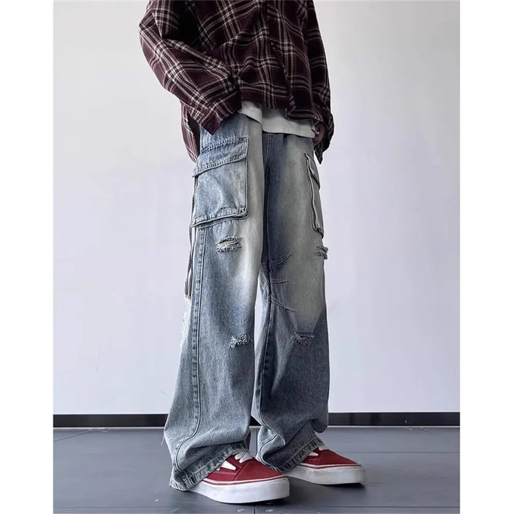 2024 Vintage Ripped Cargo Jeans for Men