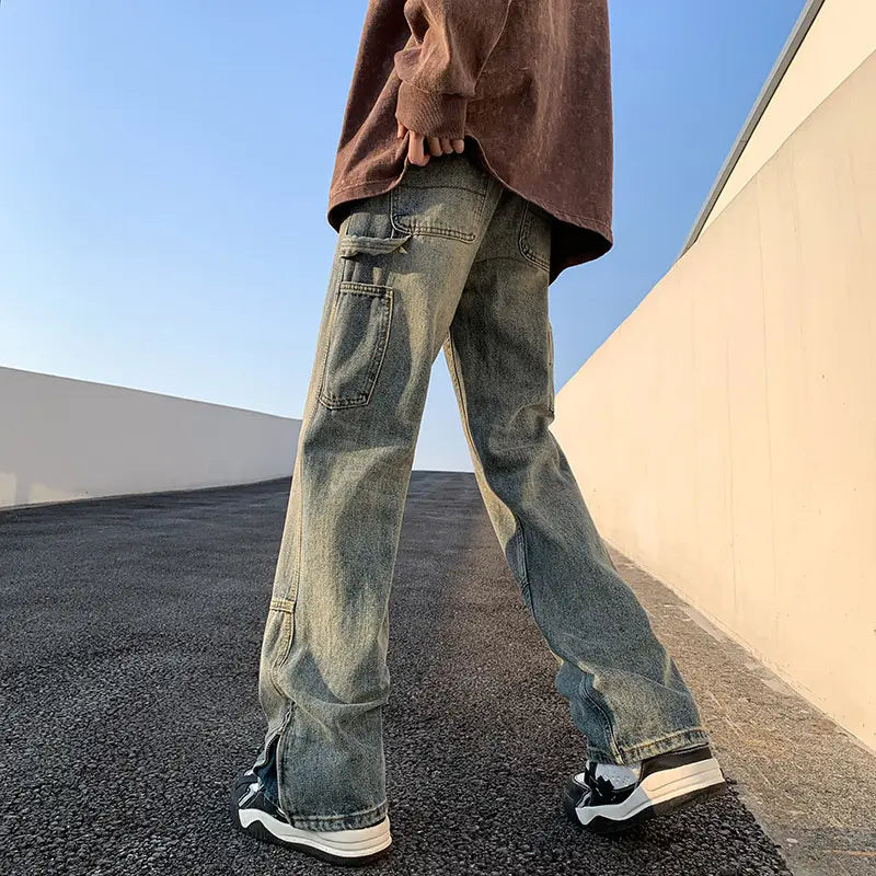 Men Vintage Cleanfit Jeans Loose Straight Sitting Pants