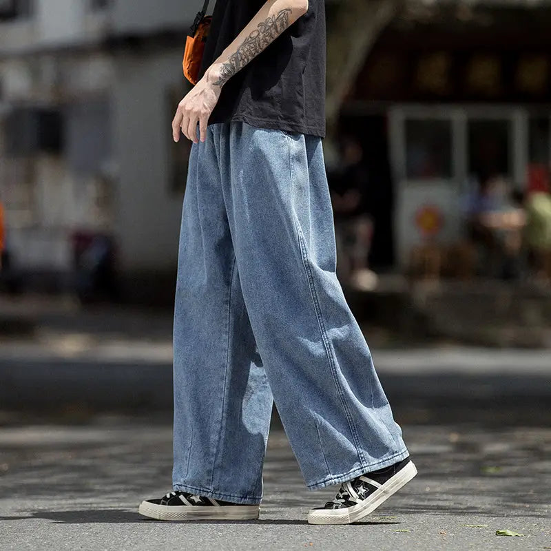 Wide Leg Korean Style Jeans for Men Large