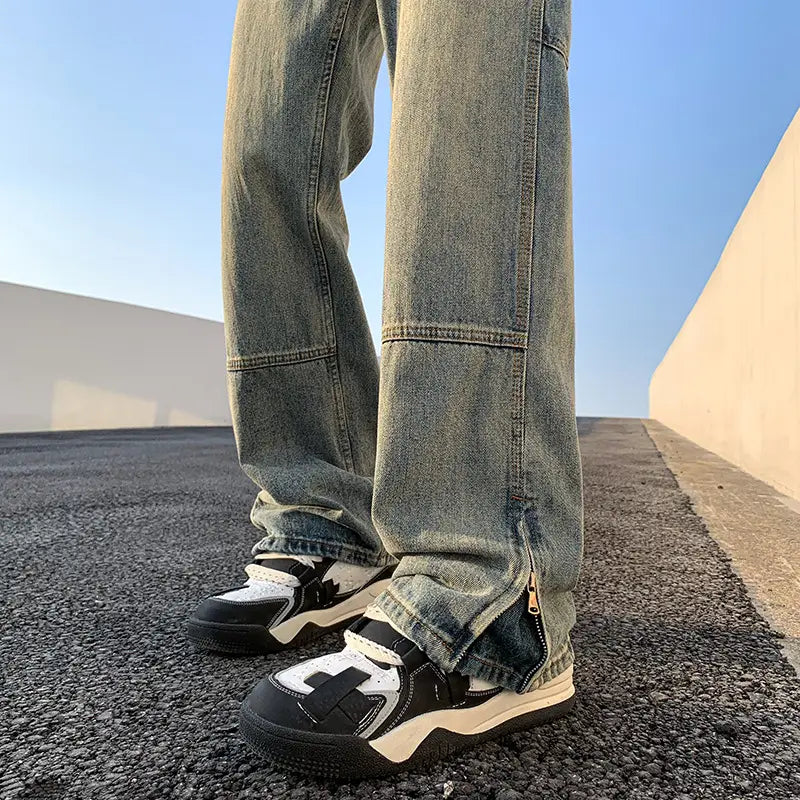 Men Vintage Cleanfit Jeans Loose Straight Sitting Pants