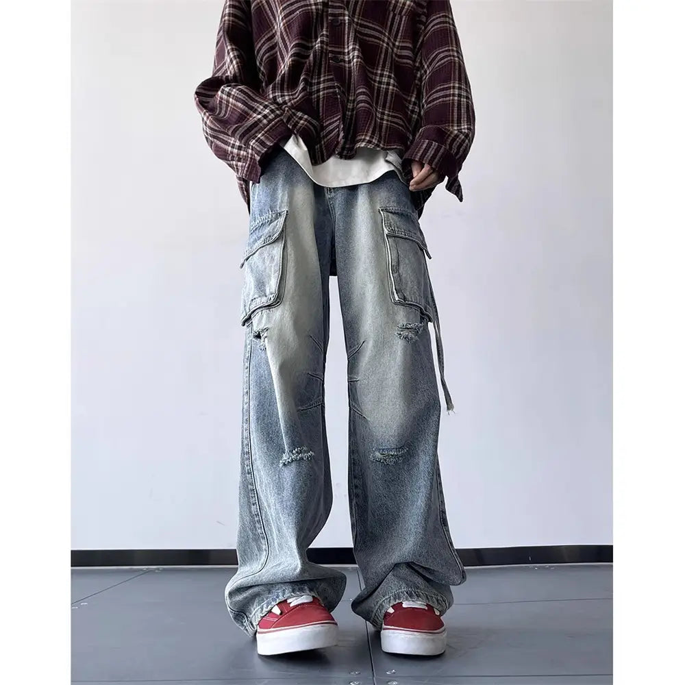 2024 Vintage Ripped Cargo Jeans for Men