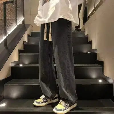 Men's Wide Leg Straight Leg Jeans Spring Autumn Loose Fit