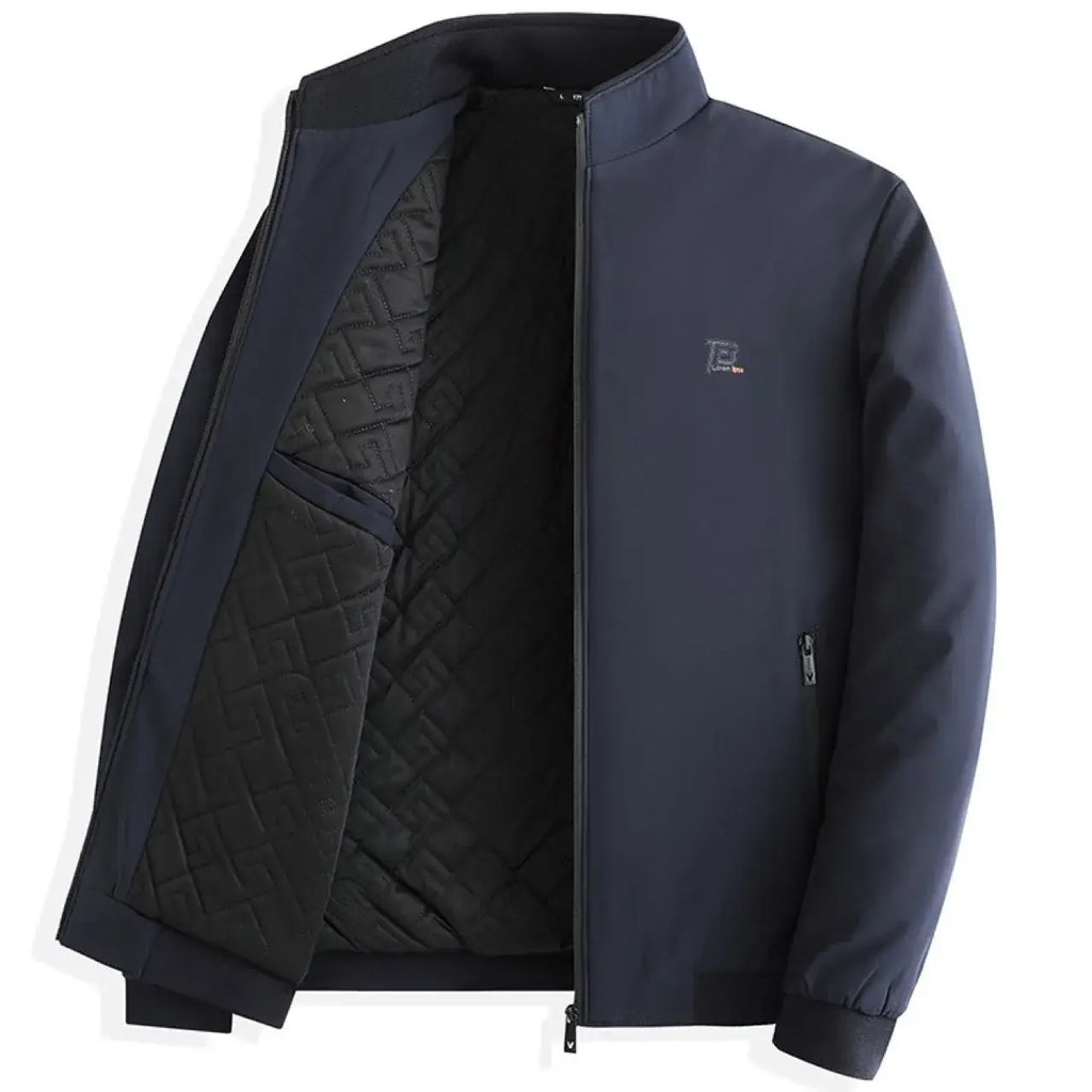 Middle-aged Dad Cotton Jacket Black Zipper Winter Autumn