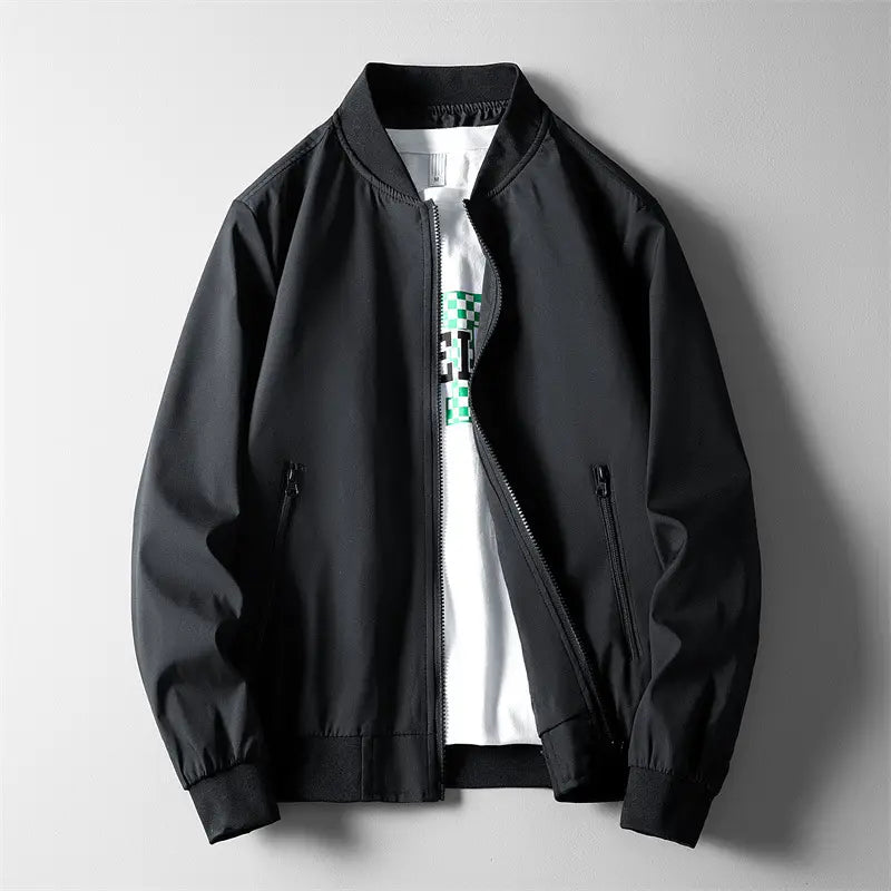 Men's Baseball Jacket Solid Color Slim Fit