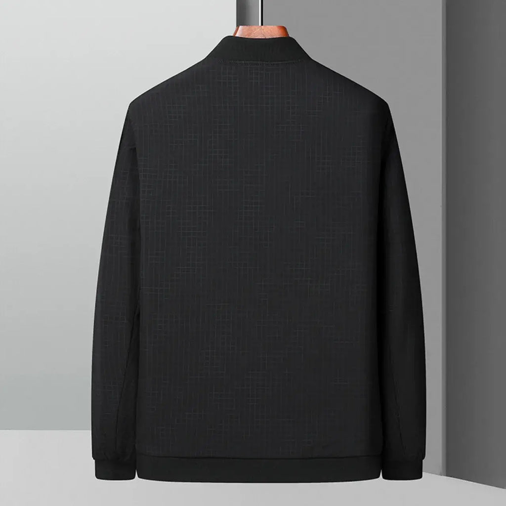 Men's Black Bomber Jacket with Zip Front