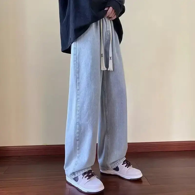 Retro Wide Leg Jeans Men Spring Autumn New American High Street