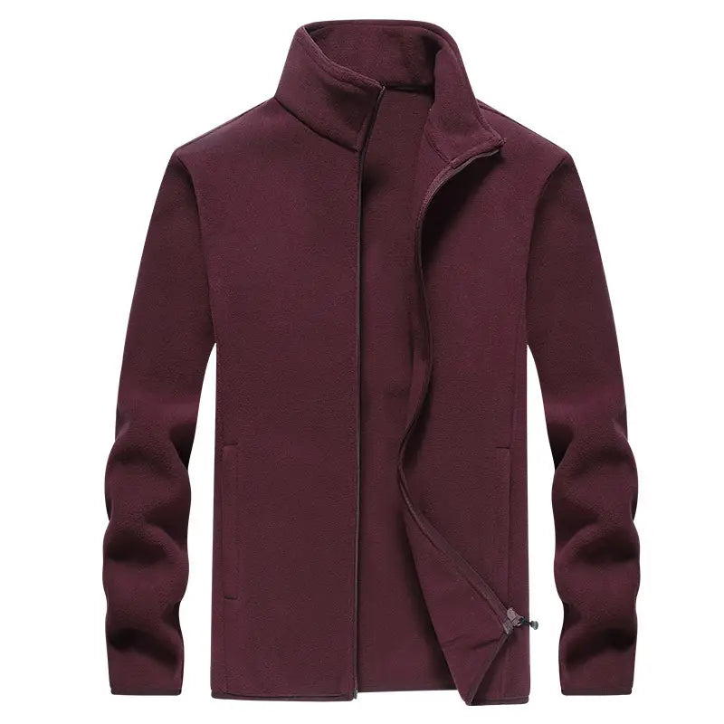 Men's Grey Fleece Warm Jacket with Collar