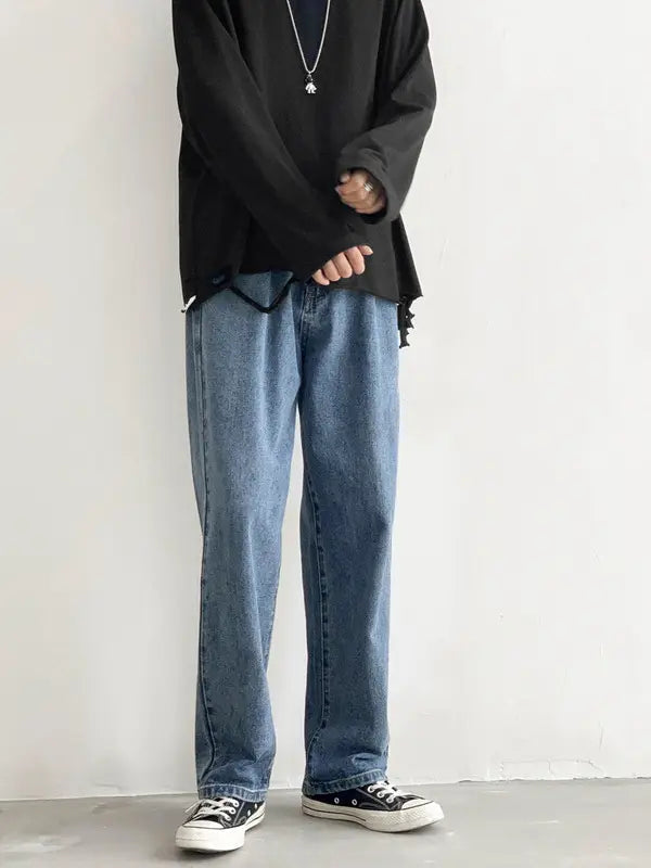 Xxbro Men's Wide Leg Retro Jeans All-Match Loose Fit
