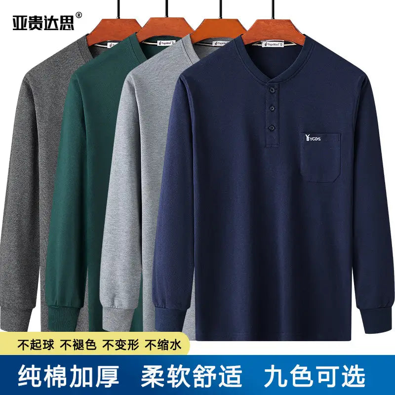 Men Green Cotton Collar T-Shirt with Pocket