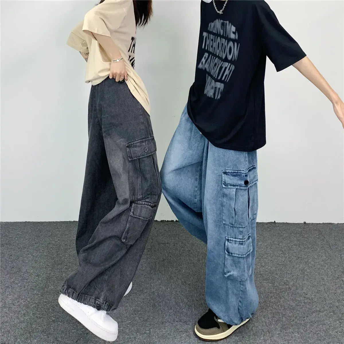 Men Women Hip Hop Loose Jeans Large Size
