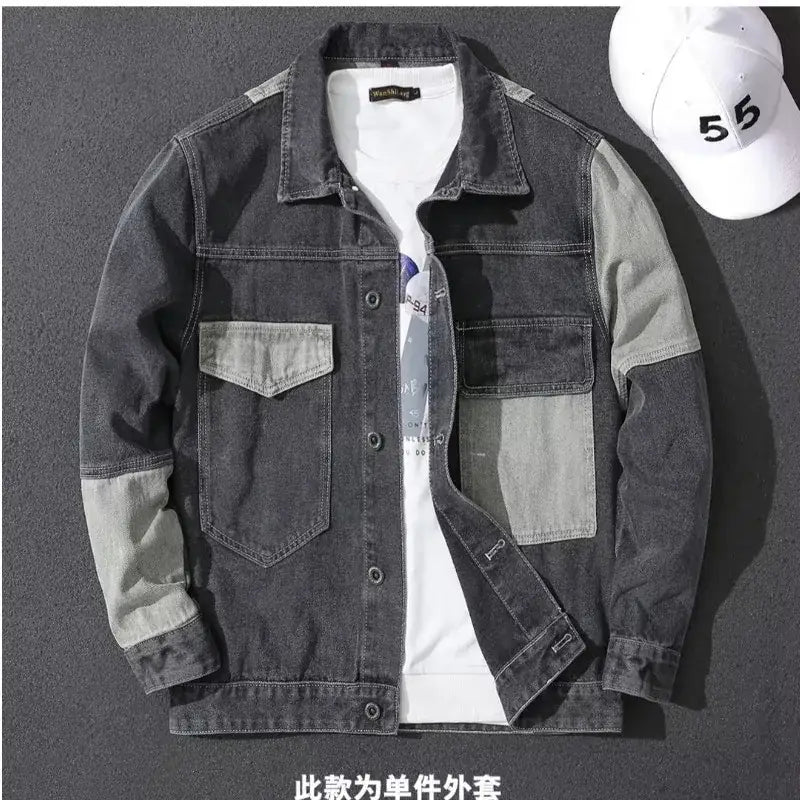 Men Denim Jacket Blue Grey Spring Wear