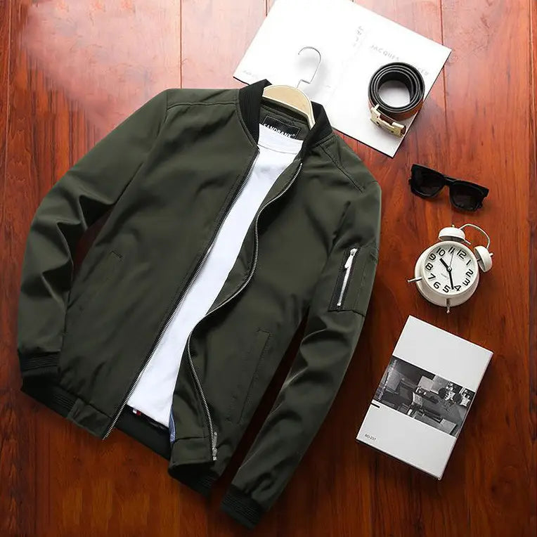 2019 Men's Slim Fit Jacket Coat Solid Color Spring Autumn