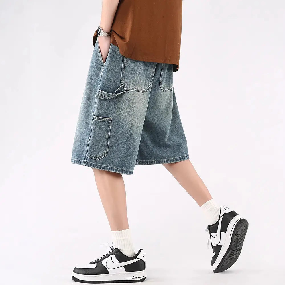 Denim Shorts Men Summer Loose Wide Leg 2023