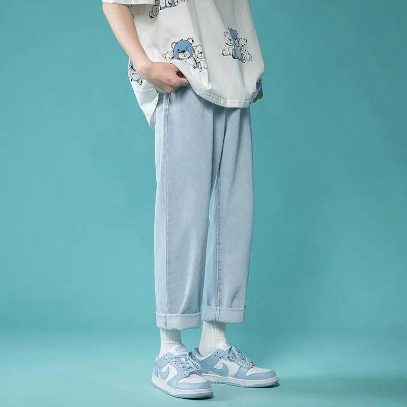 Men High Waist Wide Leg Jeans 2024 Spring