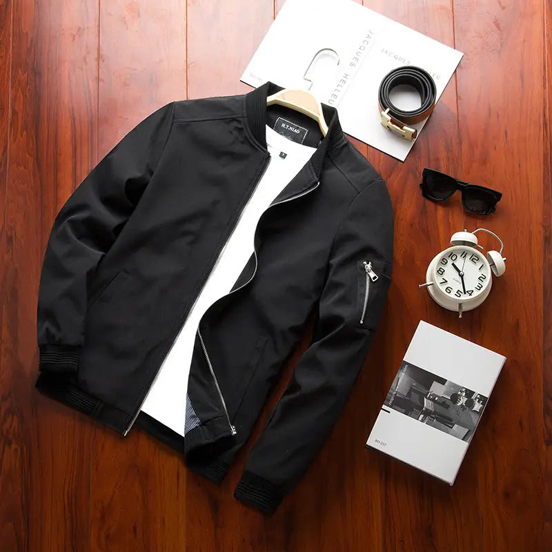 2019 Men's Slim Fit Jacket Coat Solid Color Spring Autumn