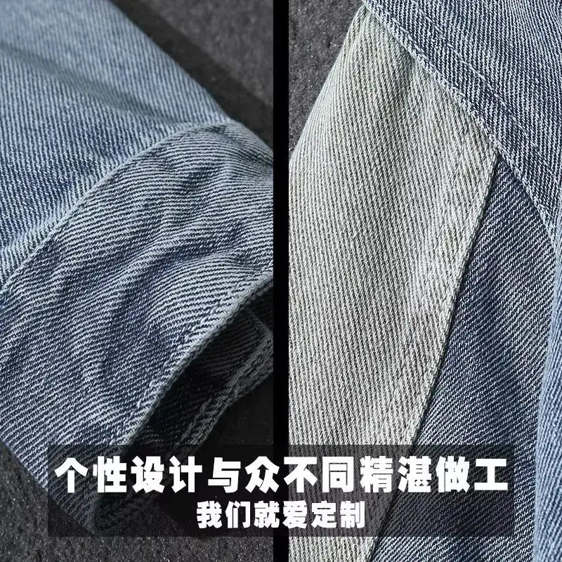 Men Denim Jacket Blue Grey Spring Wear
