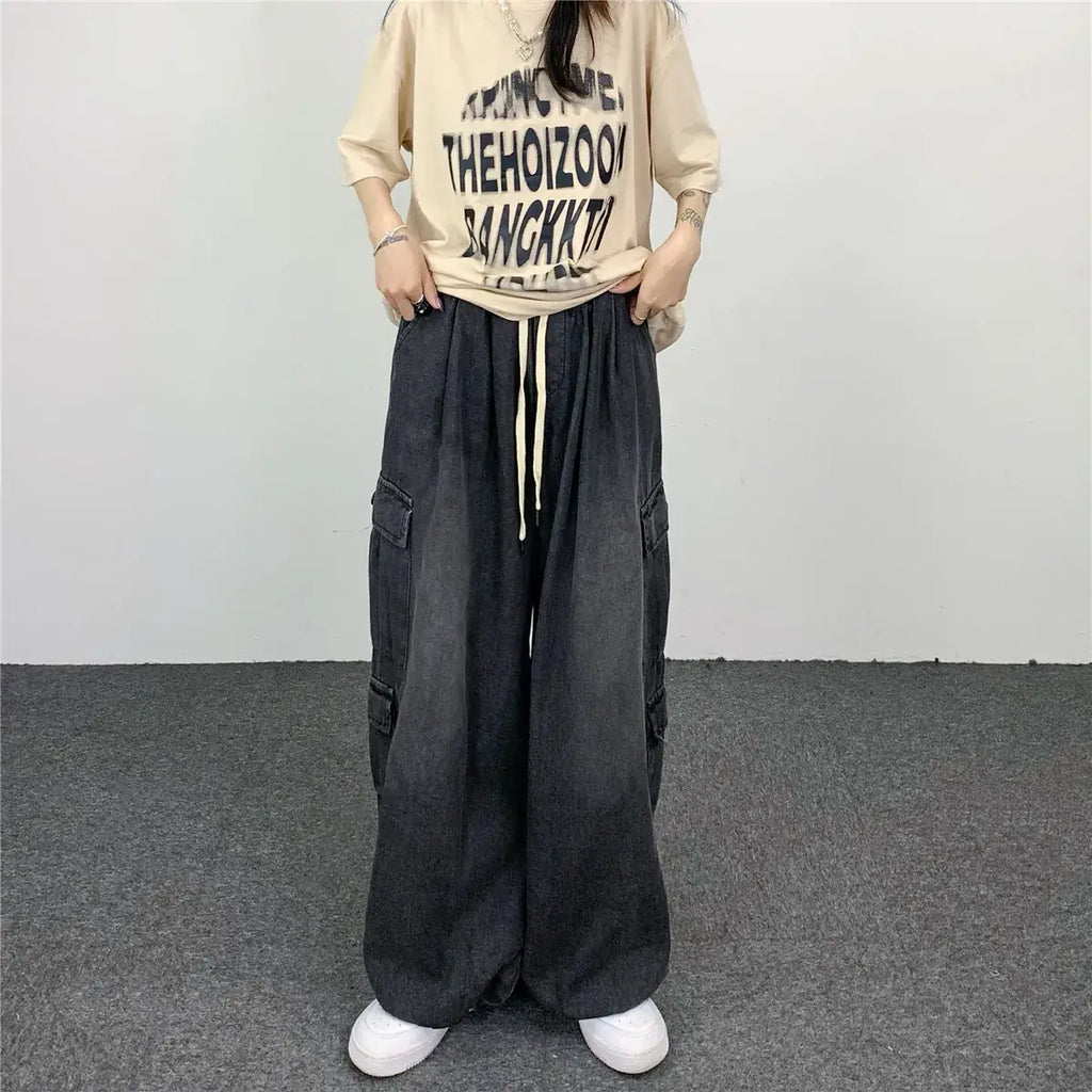Men Women Hip Hop Loose Jeans Large Size