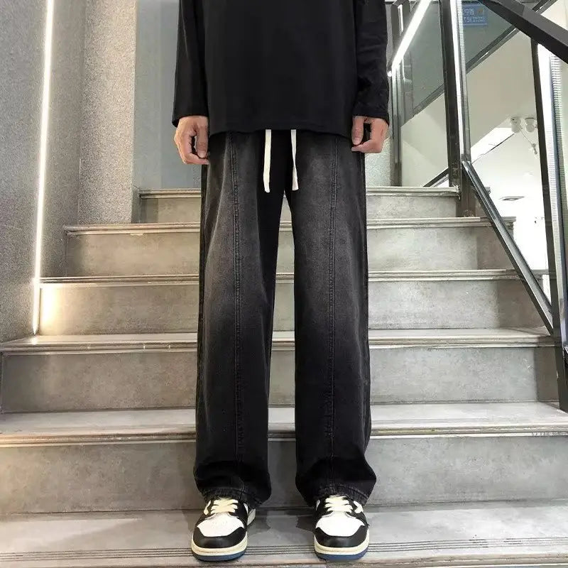 Men's Wide Leg Straight Cut Jeans 2024 Spring Autumn