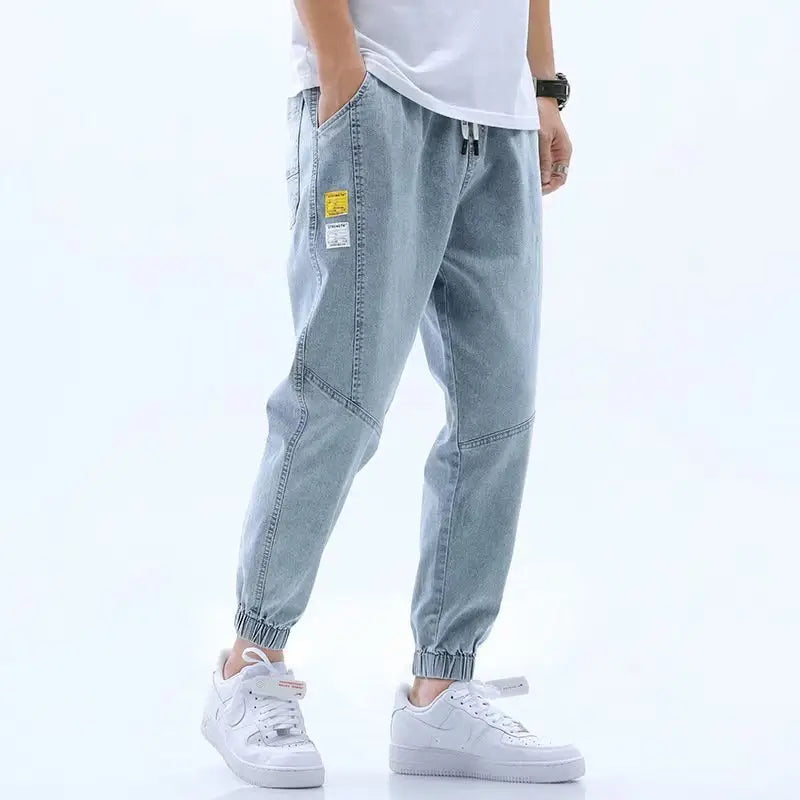 Men's 2024 Black Loose Leg Harem Pants Nine Point Design