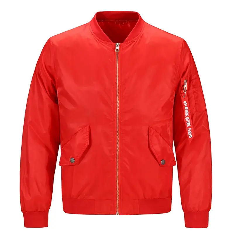 Red Bomber Jacket for Men Plus Size Windproof