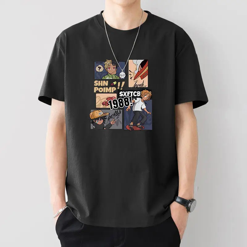 Men Silent Night Dragon Printed T-Shirt White