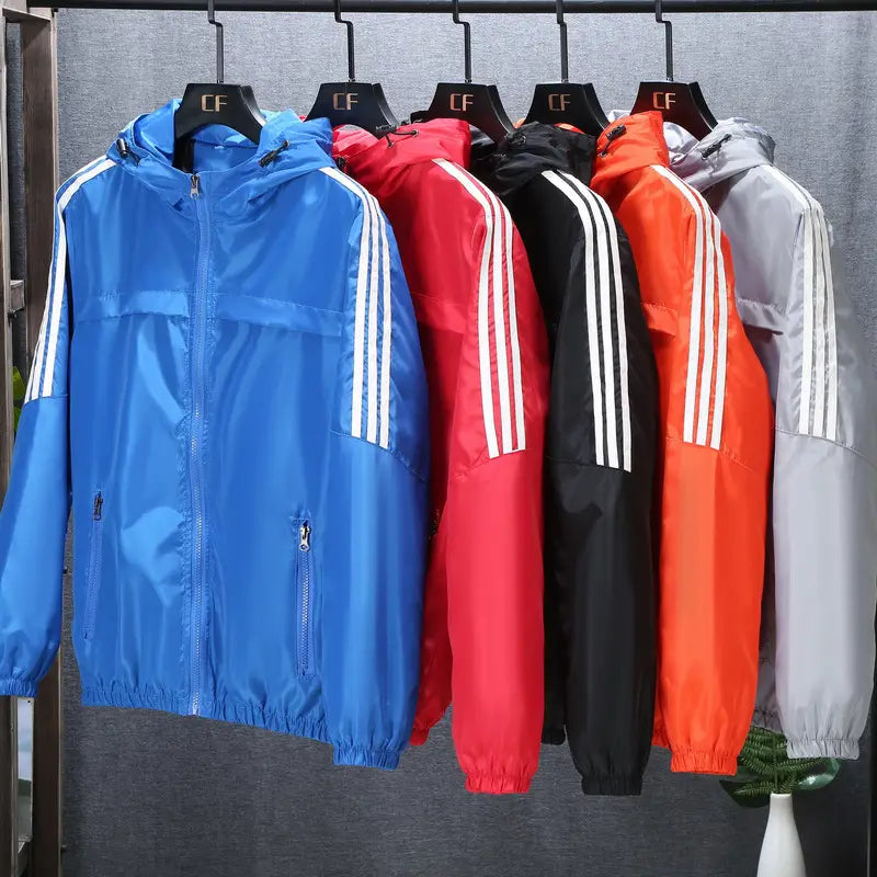 Men Black Hooded Sweatshirt with White Stripes
