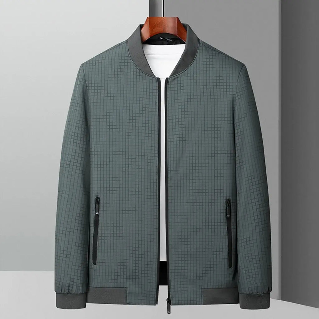 Men's Black Bomber Jacket with Zip Front