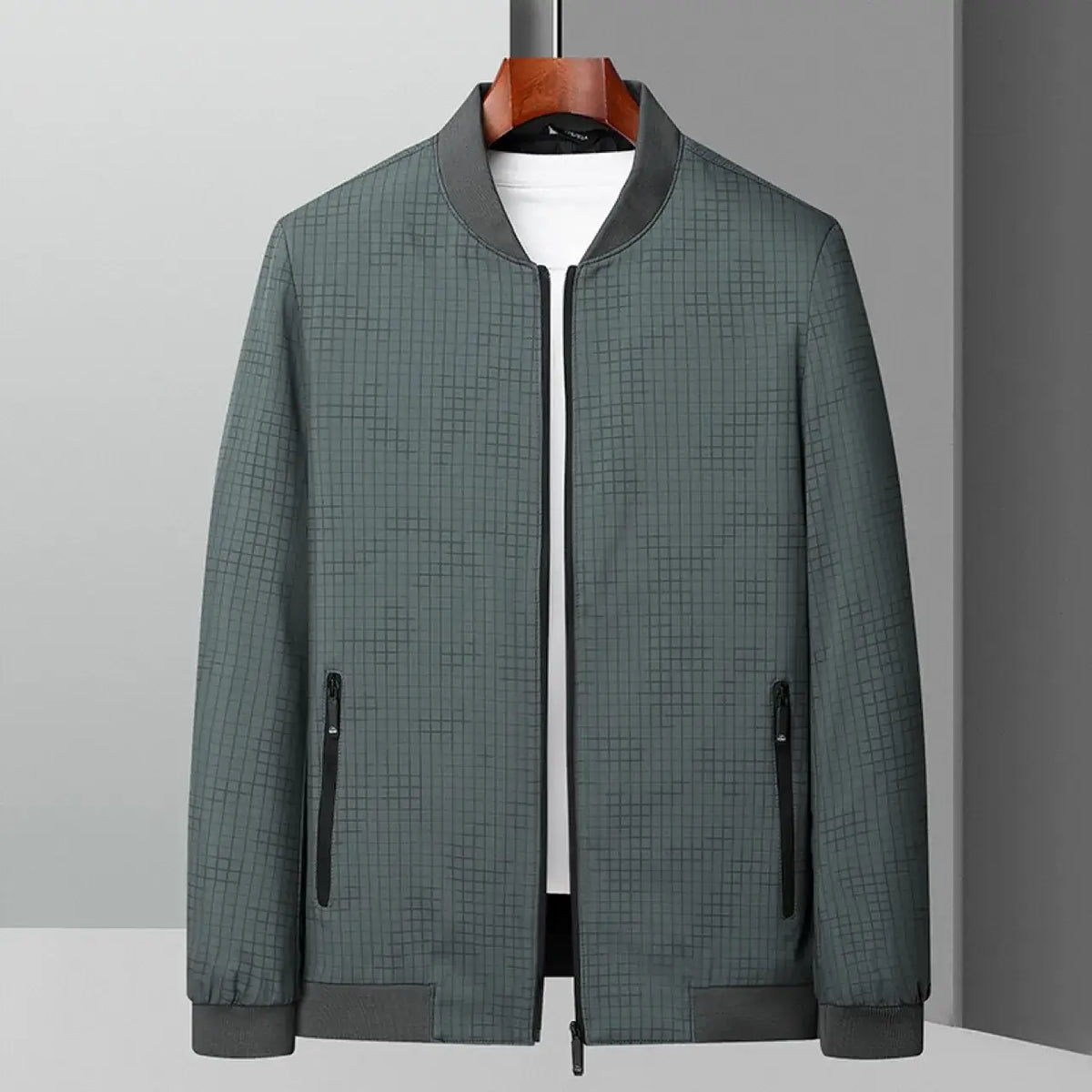 Men's Black Bomber Jacket with Zip Front