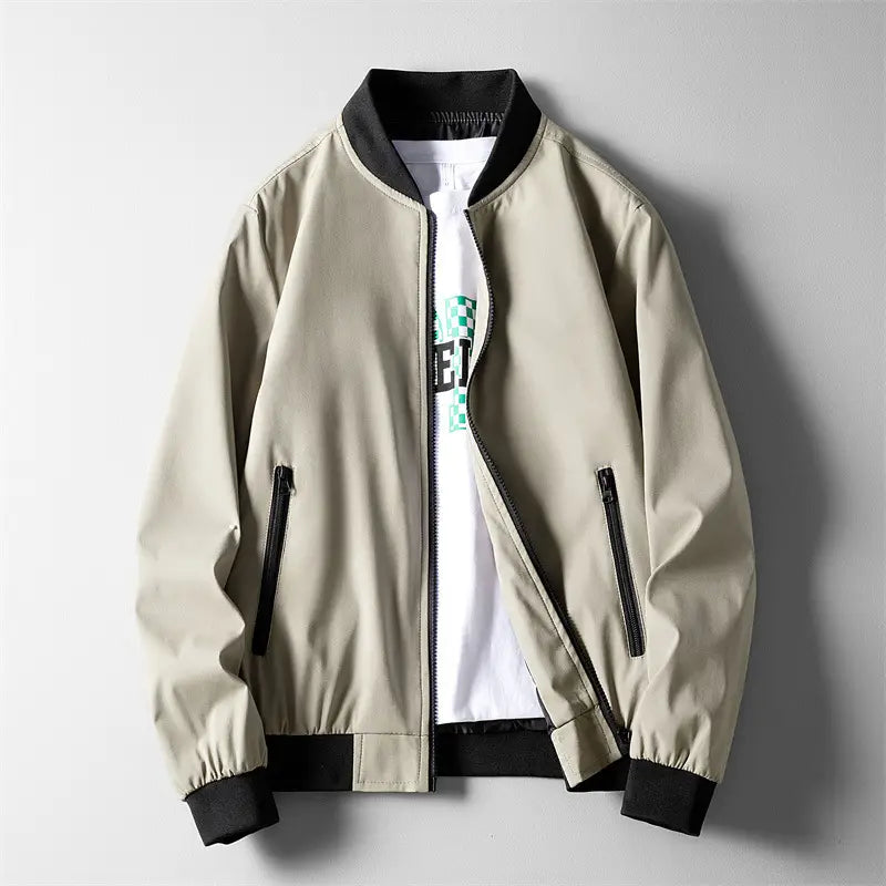 Men's Baseball Jacket Solid Color Slim Fit