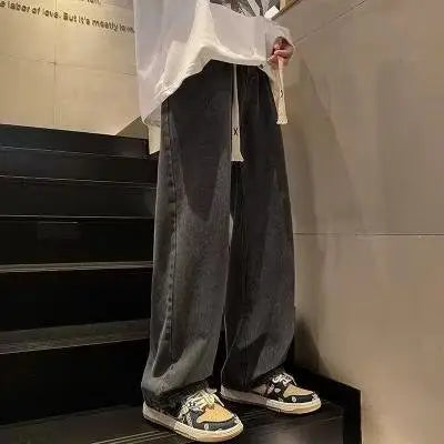 Men's Wide Leg Straight Leg Jeans Spring Autumn Loose Fit