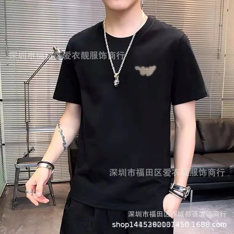 Men Black Graphic T-Shirt Casual Streetwear