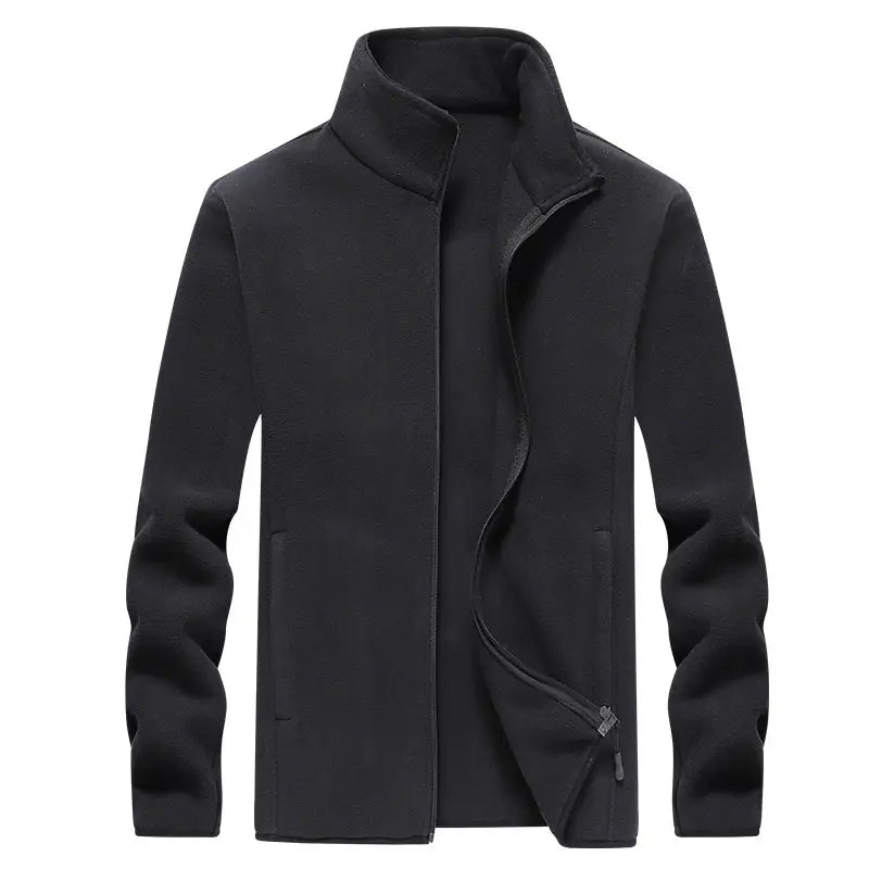 Men's Grey Fleece Warm Jacket with Collar