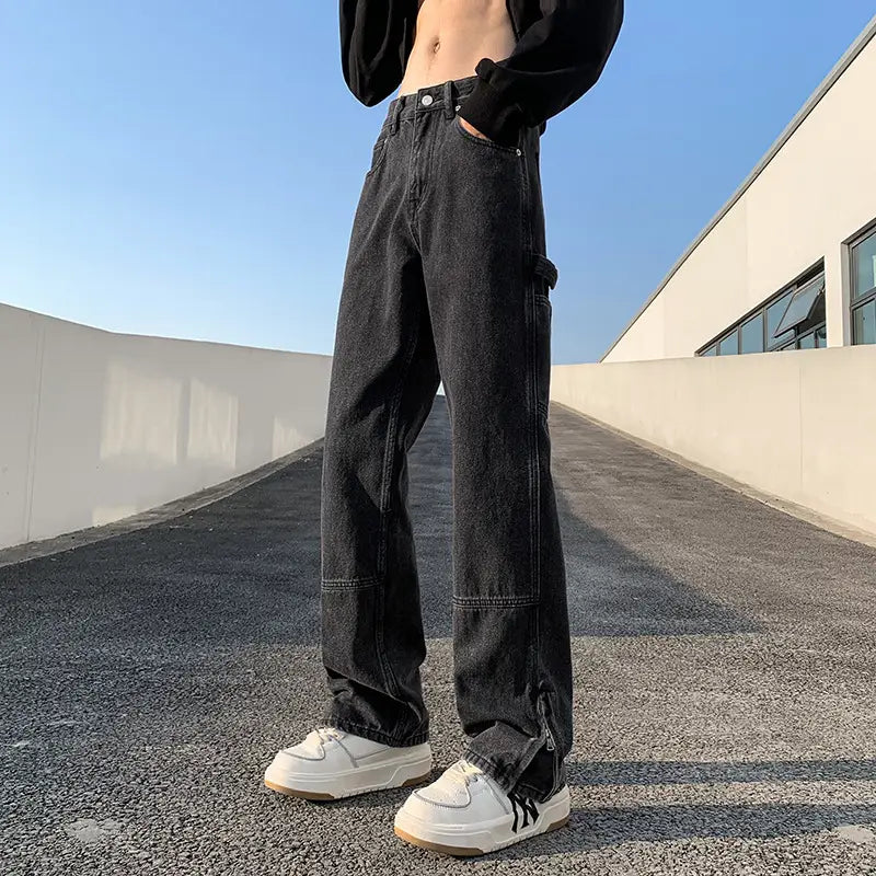 Men Vintage Cleanfit Jeans Loose Straight Sitting Pants