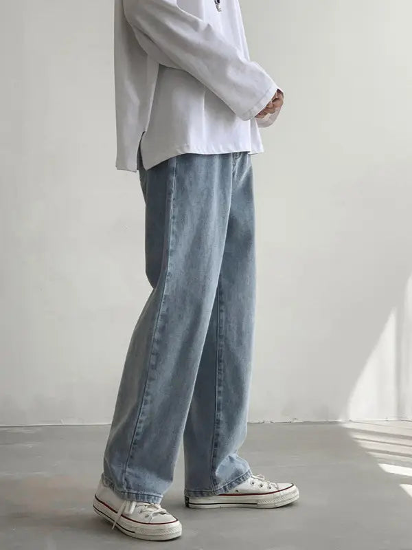 Xxbro Men's Wide Leg Retro Jeans All-Match Loose Fit