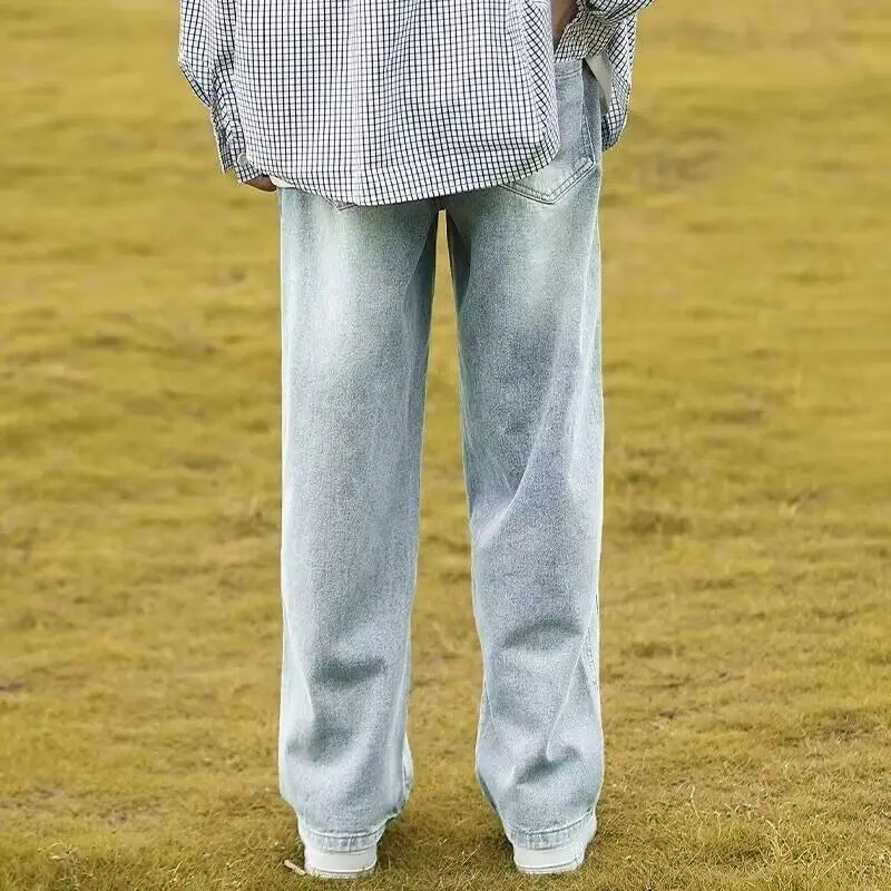 Washed Jeans Boys 2024 Summer Wide Leg Straight Leg Pants
