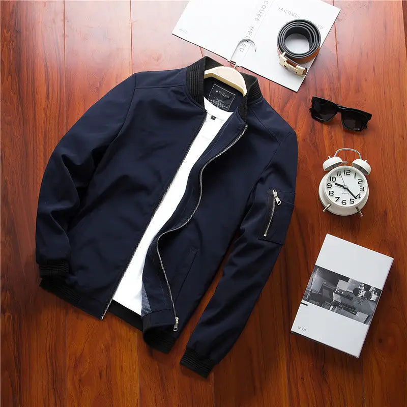2019 Men's Slim Fit Jacket Coat Solid Color Spring Autumn