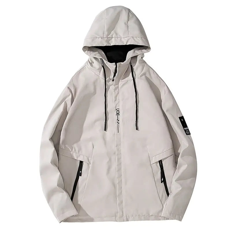 Men's Hooded Flying Jacket Beige 2024 Autumn