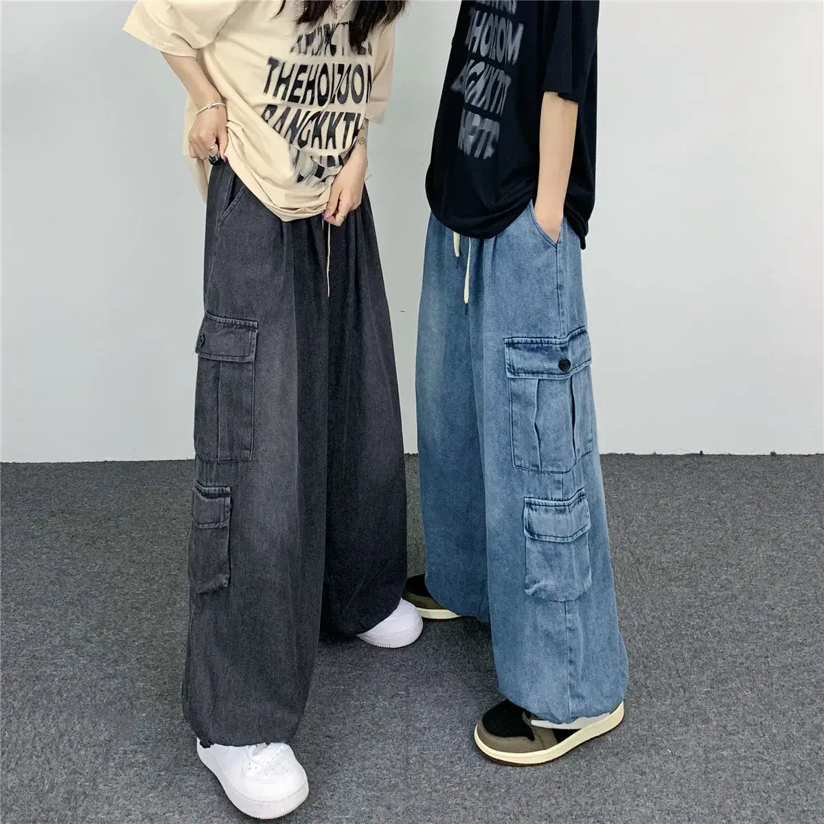 Men Women Hip Hop Loose Jeans Large Size